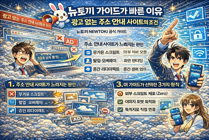 뉴토끼 속도 분석 — 0.5초 로딩과 광고 없는 클린 연결